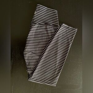 Til You Collapse Black and White Striped Leggings